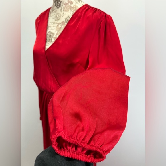 INC International Concepts Cranberry red surplice ruffle hem midi dress size M - Picture 6 of 16